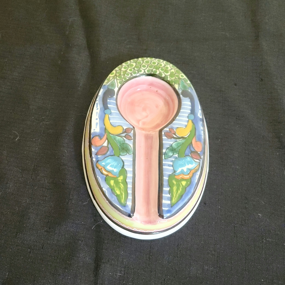 Talavera Mexico Hand-Painted Ceramic Spoon Rest
